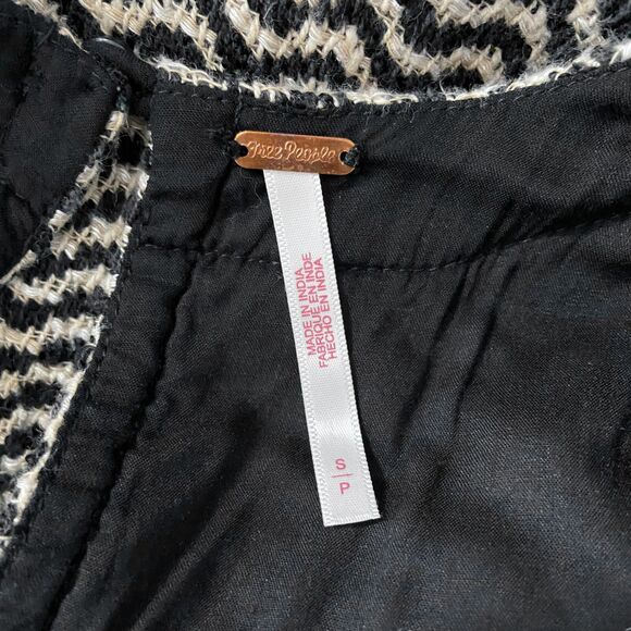 Free People Mod Mini A-Line Jumper Dress Size S Woven Polka Dot V-Neck Pockets - Picture 6 of 7